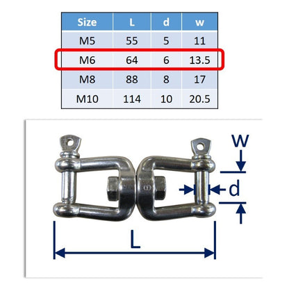 Double End Swivel: Stainless Steel With Jaw Ends