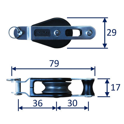 27mm Dinghy Pulley Block with Fork and Becket