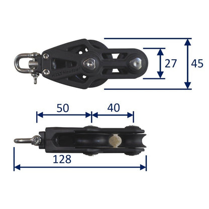 Sailing Pulley Block, Holt Plain Block 45 With Violin