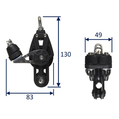 Sailing Pulley Block, Holt Plain Block 45 With Violin & Cam Cleat