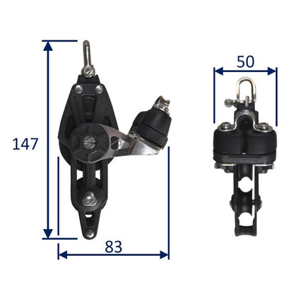 Sailing Pulley Block, Holt Plain Block 45 With Violin, Cam Cleat & Becket