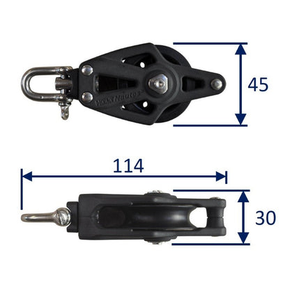 Sailing Pulley Block, Holt Plain Block 45 With Becket