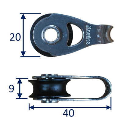 Small fixed pulley block with 20mm sheath, and roller bearings