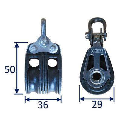 Holt Double Pulley Block, Sailing / Marine Use, With Ball Bearings