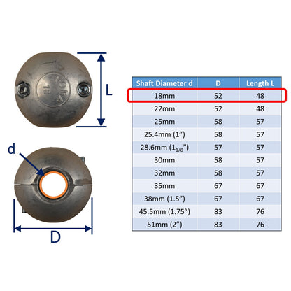 Zinc Shaft Anode For Boat Prop Shafts In Salt Water, To Protect From Corrosion