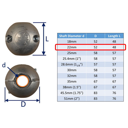 Zinc Shaft Anode For Boat Prop Shafts In Salt Water, To Protect From Corrosion