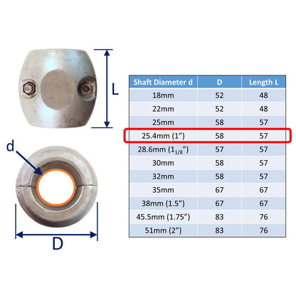 Zinc Shaft Anode For Boat Prop Shafts In Salt Water, To Protect From Corrosion