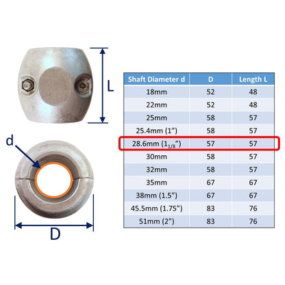 Zinc Shaft Anode For Boat Prop Shafts In Salt Water, To Protect From Corrosion