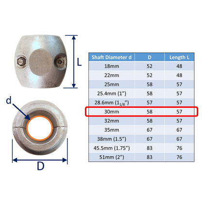 Zinc Shaft Anode For Boat Prop Shafts In Salt Water, To Protect From Corrosion