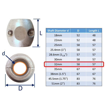 Zinc Shaft Anode For Boat Prop Shafts In Salt Water, To Protect From Corrosion