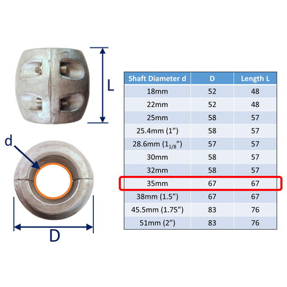 Zinc Shaft Anode For Boat Prop Shafts In Salt Water, To Protect From Corrosion