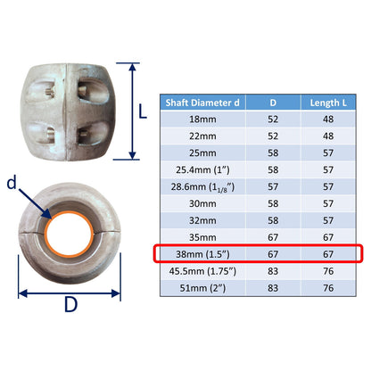 Zinc Shaft Anode For Boat Prop Shafts In Salt Water, To Protect From Corrosion