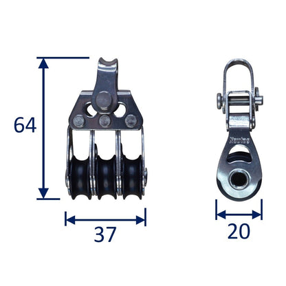 Holt Triple Sailing Pulley Block, 20mm Diameter