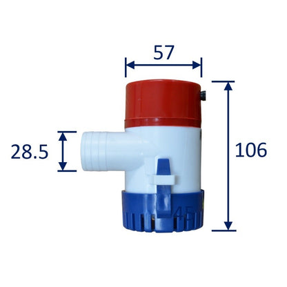 Boat Bilge Pump, 750 Gallons Per Hour, 12V, Submersible