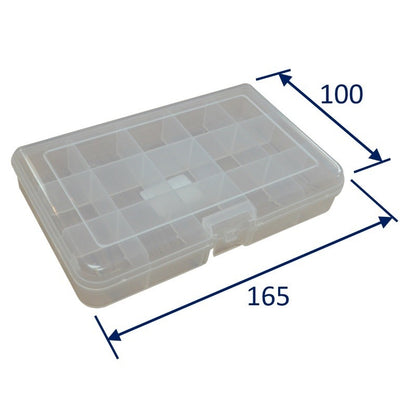 Plastic Kit Box, 165x100x31mm External Size, 15 Compartment