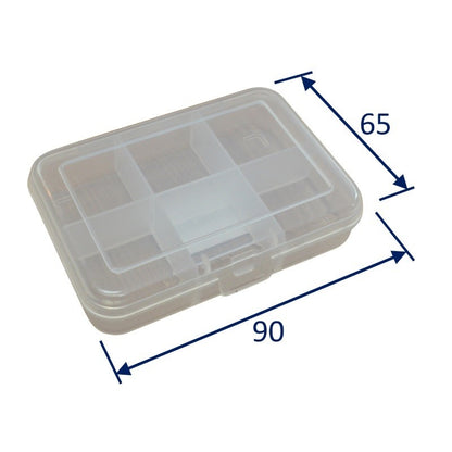 Plastic Kit Box, 90x65x21mm External Size, 6 Compartment