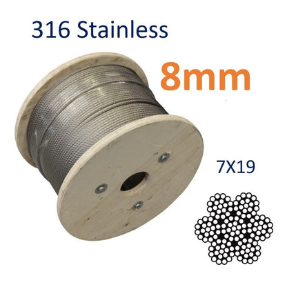 Stainless Wire Rope 316 Marine Grade 7x19 Construction (Sold By The Metre)