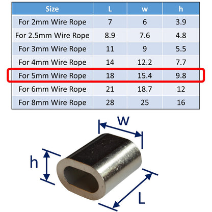 Wire Rope Ferrule, 316 Stainless, Marine Grade Ferrule