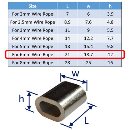 Wire Rope Ferrule, 316 Stainless, Marine Grade Ferrule