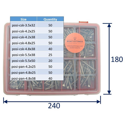 Kit Box Of 316 Stainless Posi-Drive Self Tapping Screws: Larger Sizes