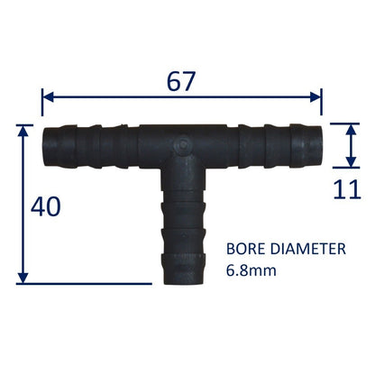 Plastic Tee Connector Hose Joining T-Junction Tee-Fitting