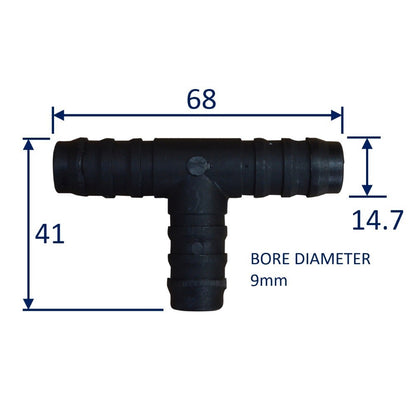 Plastic Tee Connector Hose Joining T-Junction Tee-Fitting