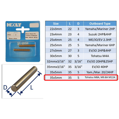 Outboard Shear Pin / Propellor Shear Pins / Outboard Motor Shear Pin (2 pack)