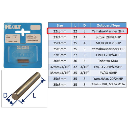 Outboard Shear Pin / Propellor Shear Pins / Outboard Motor Shear Pin (2 pack)