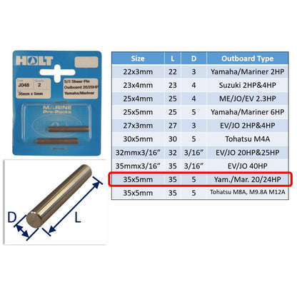 Outboard Shear Pin / Propellor Shear Pins / Outboard Motor Shear Pin (2 pack)