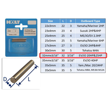 Outboard Shear Pin / Propellor Shear Pins / Outboard Motor Shear Pin (2 pack)