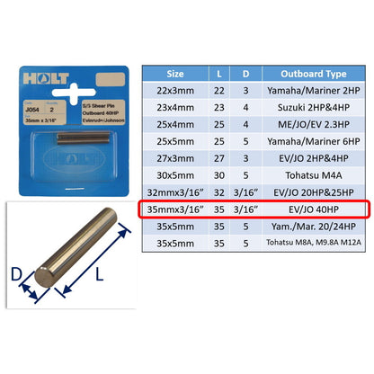 Outboard Shear Pin / Propellor Shear Pins / Outboard Motor Shear Pin (2 pack)