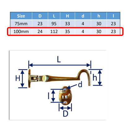 Brass Cabin Hook / Door Hook To Keep Doors Or Shutters Firmly Open