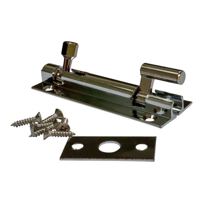 Offset Slide Latch Bolt 75mm In Chrome Plated Brass, With Screws