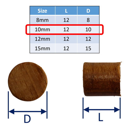 Teak Dowel Plugs For Covering and Making-Good Screwed Joints