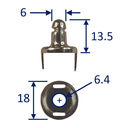 Boat Canopy Pull-Up Cloth Fixing Stud, Nickel-Plated Brass (2 pack)