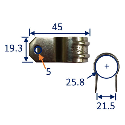 Panel Clip For 1 Inch Tube / Stanchion. For Clamping Panels To Tube Supports, In 316 Stainless