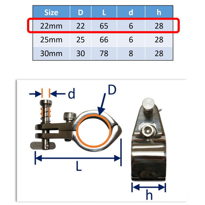 Hood Frame / Bimini Mounting Bracket Incorporating Quick-Release Pin