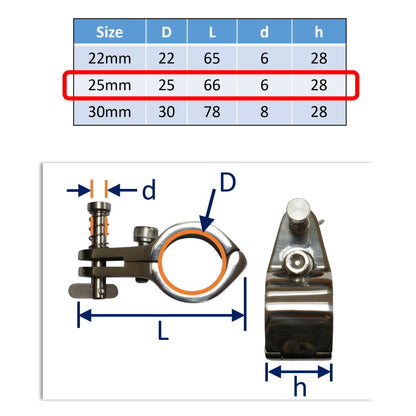 Hood Frame / Bimini Mounting Bracket Incorporating Quick-Release Pin