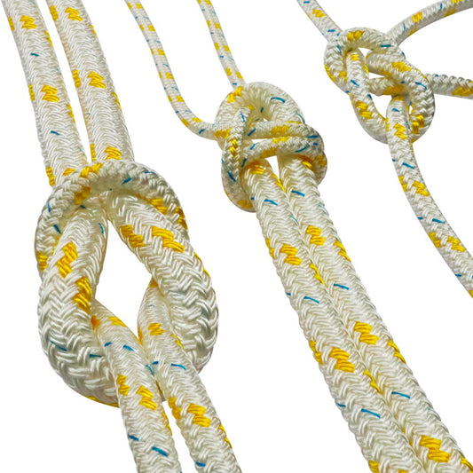 Braided Polyester Sailing Rope, Foresheet, Mainsheet Rope, Yellow Fleck (Sold By The Metre)