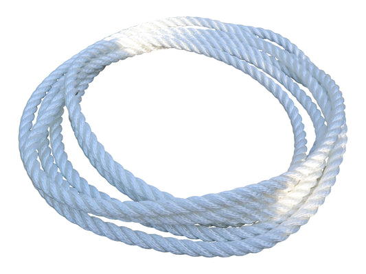 Sailing Rope / Boat Rope, Polyester 3-Strand White, Heat-Set For Improved Performance (Sold By The Metre)