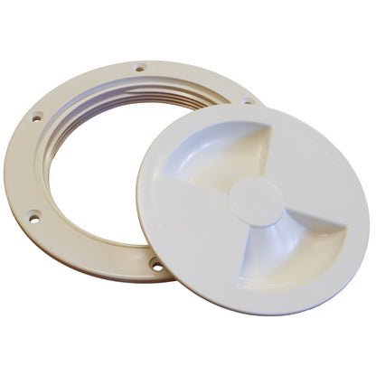 Round Waterproof Hatch Cover, Screw-In With Rubber O-Ring Seal, White Colour