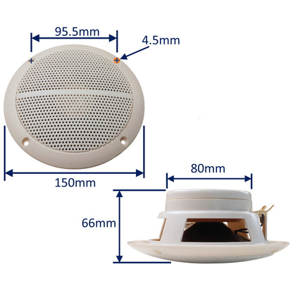 Waterproof Marine Speaker, 6 Inch 30W Rated Power, Nominal Impedance 8 Ohm