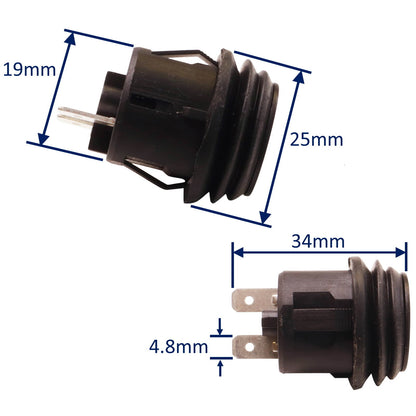 Waterproof Latching Push Switch 10Amp Current Capacity, With Blade Terminals