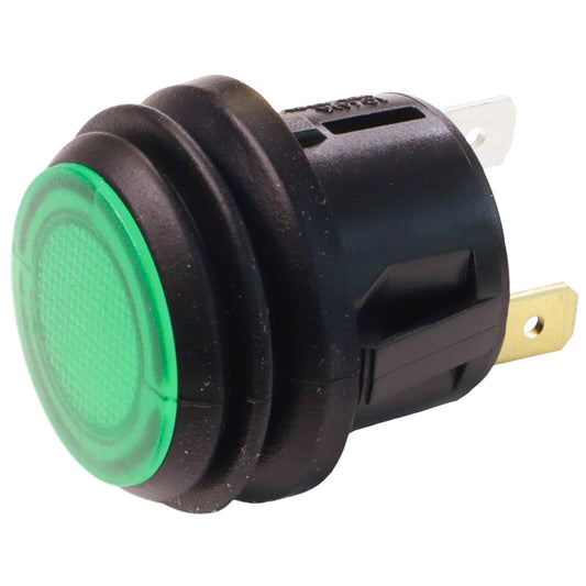 Waterproof 12V/24V Push Switch 10Amp Current Capacity, With Green LED Illumination