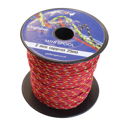 Polyester Braided 25-Metre Mini Spools, 2mm Diameter, In a Range Of Colour Combinations