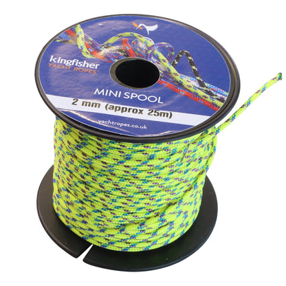 Polyester Braided 25-Metre Mini Spools, 2mm Diameter, In a Range Of Colour Combinations