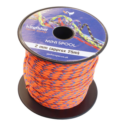 Polyester Braided 25-Metre Mini Spools, 2mm Diameter, In a Range Of Colour Combinations