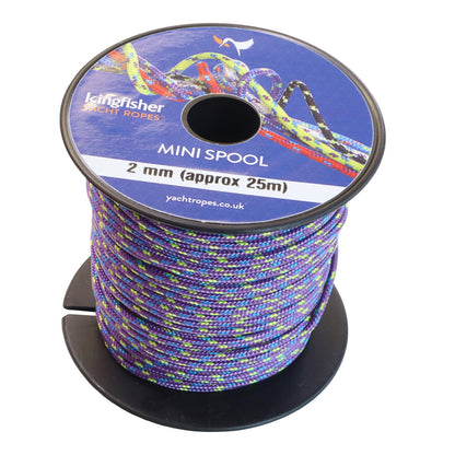 Polyester Braided 25-Metre Mini Spools, 2mm Diameter, In a Range Of Colour Combinations