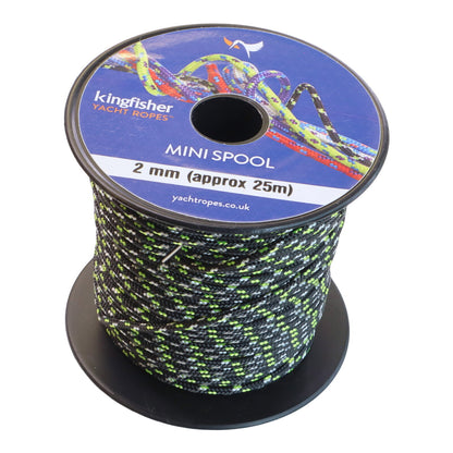 Polyester Braided 25-Metre Mini Spools, 2mm Diameter, In a Range Of Colour Combinations