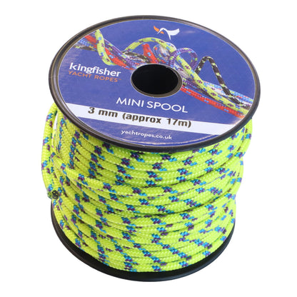 Polyester Braided 17-Metre Mini Spools, 3mm Diameter, In a Range Of Colour Combinations